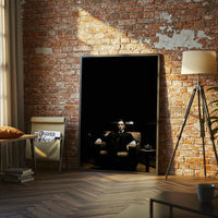 Cinematic Dark Room Wall Décor Print – Moody Man Sitting Photography Print