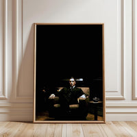 Cinematic Dark Room Wall Décor Print – Moody Man Sitting Photography Print