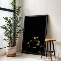 Cinematic Dark Room Wall Décor Print – Moody Man Sitting Photography Print