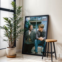 Cinematic Friendship Wall Print Poster – Two Men Sitting on Car Print