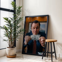 Cinematic Money Wall Print Poster – Man Holding Dollar Bill Print
