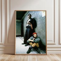 Cinematic Movie Scene Wall Poster – Man and Girl in Hallway Print