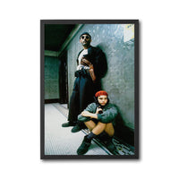 Cinematic Movie Scene Wall Poster – Man and Girl in Hallway Print