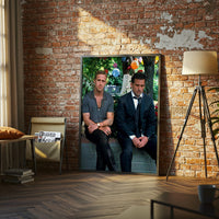 Cinematic Outdoor Scene Wall Print Two Men Sitting Landscape Print