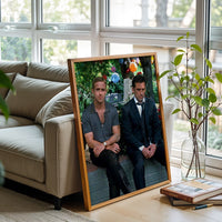 Cinematic Outdoor Scene Wall Print Two Men Sitting Landscape Print