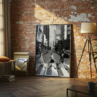 City Fashion Editorial Home Art Décor Poster – Stylish Women Crossing Street Urban Print