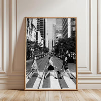 City Fashion Editorial Home Art Décor Poster – Stylish Women Crossing Street Urban Print