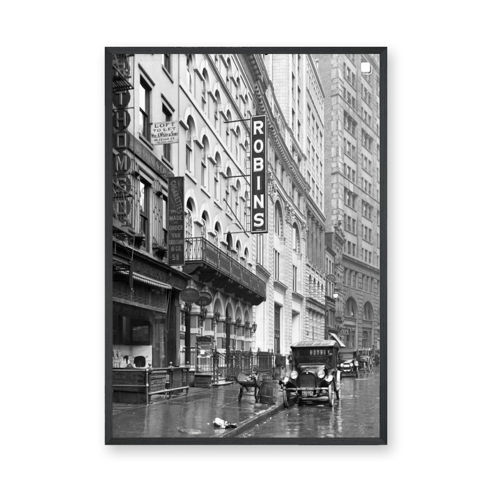 Cityscape Photography Vintage Wall Art – Black and White Robins Street Scene