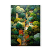 Cityscape Traditional Wall Art – Whimsical Forest Street with Towers