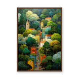 Cityscape Traditional Wall Art – Whimsical Forest Street with Towers