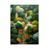 Cityscape Traditional Wall Art – Whimsical Forest Street with Towers