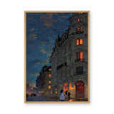 Cityscape Vintage Line Art Wall Art – Starry Night Street Illustration