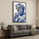 Classical Statue Pop-Art Wall Art – Blue Sunglasses Drink Portrait