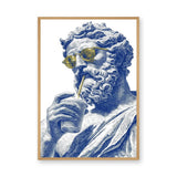 Classical Statue Pop-Art Wall Art – Blue Sunglasses Drink Portrait