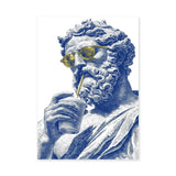 Classical Statue Pop-Art Wall Art – Blue Sunglasses Drink Portrait