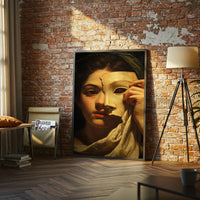 Classical Woman with Mask Print – Elegant Figurative Wall Poster