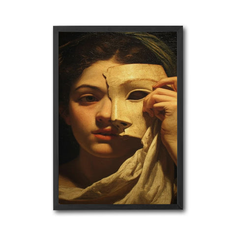 Classical Woman with Mask Print – Elegant Figurative Wall Poster