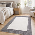 Clean Modern Area Rug in a bedroom