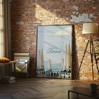 Club Riviera Aesthetic Décor Poster, Beach Umbrella Wall Poster