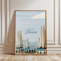 Club Riviera Aesthetic Décor Poster, Beach Umbrella Wall Poster