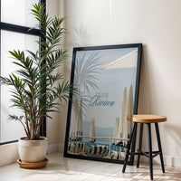 Club Riviera Aesthetic Décor Poster, Beach Umbrella Wall Poster