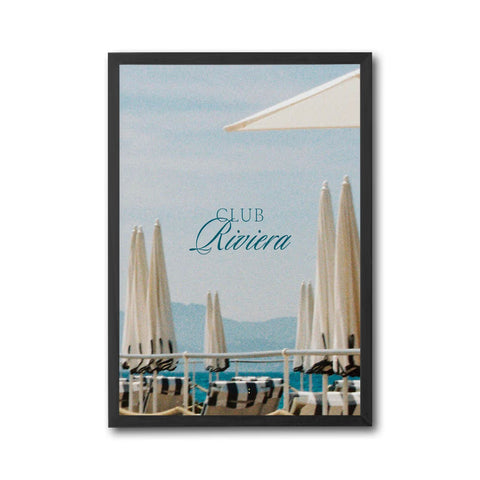 Club Riviera Aesthetic Décor Poster, Beach Umbrella Wall Poster