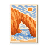 Coastal Cliff Arch Modern Wall Art – Abstract Orange Sea Arch Under Sun