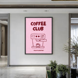 Coffee Club Typography Wall Art – Pink Espresso Machine Print