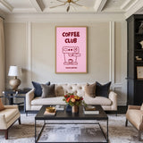 Coffee Club Typography Wall Art – Pink Espresso Machine Print