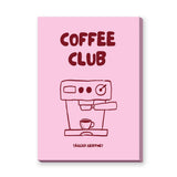 Coffee Club Typography Wall Art – Pink Espresso Machine Print