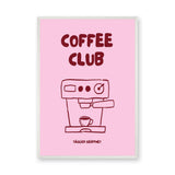 Coffee Club Typography Wall Art – Pink Espresso Machine Print