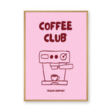 Coffee Club Typography Wall Art – Pink Espresso Machine Print
