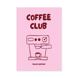 Coffee Club Typography Wall Art – Pink Espresso Machine Print