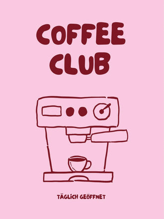 Coffee Club Typography Wall Art – Pink Espresso Machine Print