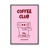 Coffee Club Typography Wall Art – Pink Espresso Machine Print