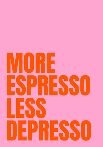 Coffee Quote Typography Wall Art – Pink More Espresso Print