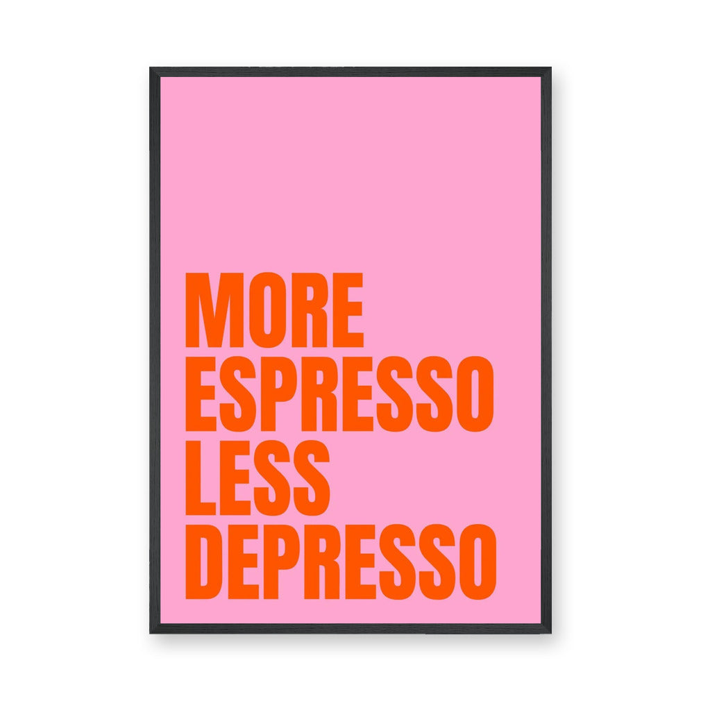 Coffee Quote Typography Wall Art – Pink More Espresso Print