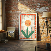 Color Pop Smiley Flower Wall Poster – Cheerful Nursery and Kids Room Décor Print