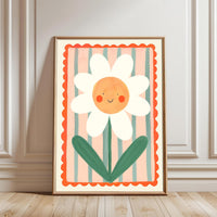 Color Pop Smiley Flower Wall Poster – Cheerful Nursery and Kids Room Décor Print