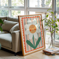 Color Pop Smiley Flower Wall Poster – Cheerful Nursery and Kids Room Décor Print