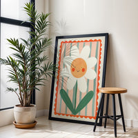 Color Pop Smiley Flower Wall Poster – Cheerful Nursery and Kids Room Décor Print
