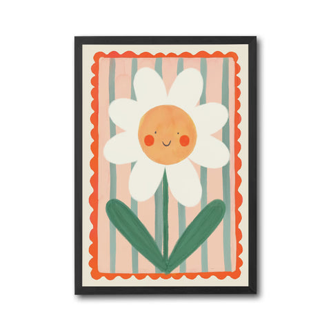 Color Pop Smiley Flower Wall Poster – Cheerful Nursery and Kids Room Décor Print