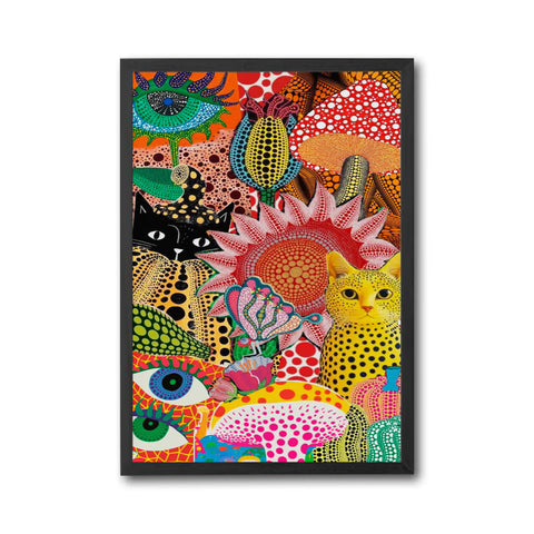 Colorful Expressive Cats and Flowers Pop Art Print, Vibrant Cat Home Art