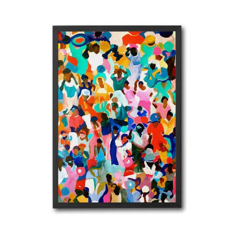 Colorful Expressive Crowd Wall Décor Poster – Contemporary Vibrant People Painting Print