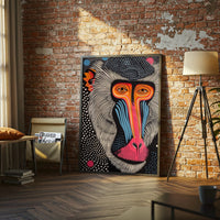 Colorful Baboon Pop Art Print, Vibrant Animal Wall Print