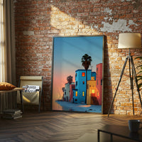 Colorful Beach Houses Home Art Wall Poster – Coastal Aesthetic Beach Print