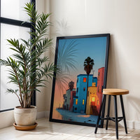Colorful Beach Houses Home Art Wall Poster – Coastal Aesthetic Beach Print