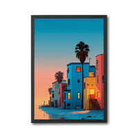 Colorful Beach Houses Home Art Wall Poster – Coastal Aesthetic Beach Print