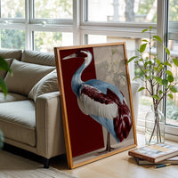 Colorful Crane Illustration Aesthetic Wall Poster Wall Print