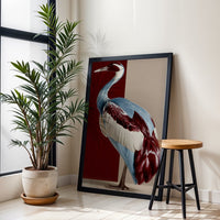 Colorful Crane Illustration Aesthetic Wall Poster Wall Print